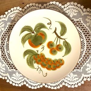 Two Vintage Stangl 10" Orchard Song Ceramic Dinner Plates Handpainted